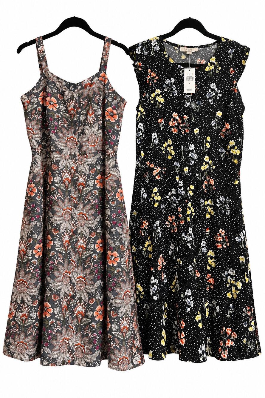 LOFT Dress Bundle Lot of 2 Floral Midi Dresses NWT Size 8 + Floral Sundress